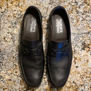 Ferragamo slip ons black leather. Size 13EE